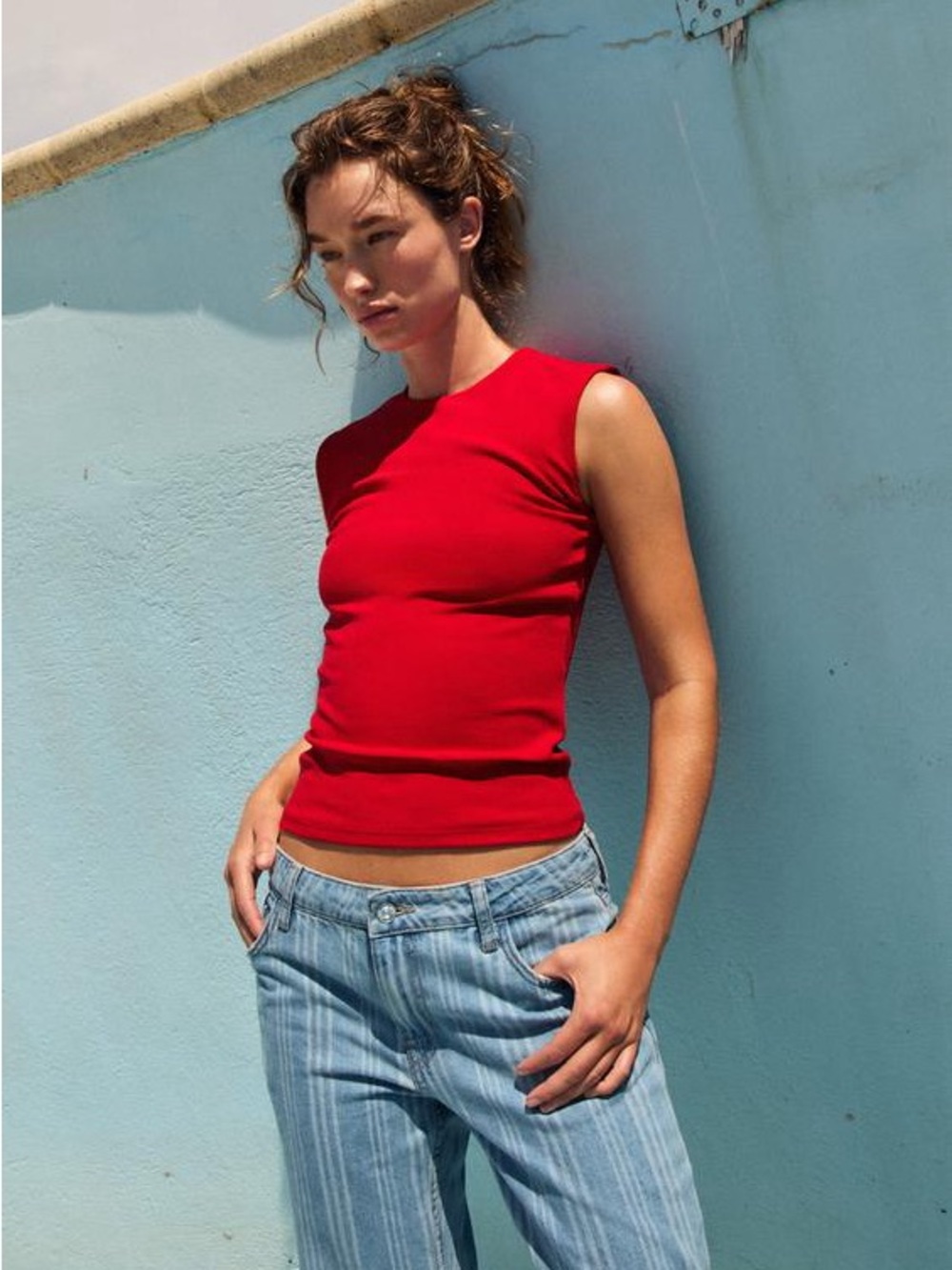 Zara Red Sleeveless Top